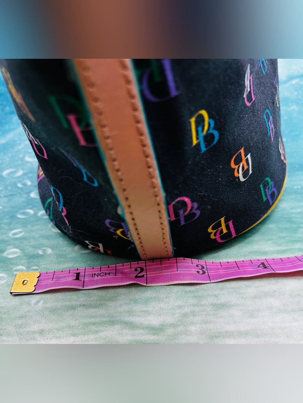Vintage Y2K Dooney & Bourke Multicolor Monogram Hobo Shoulder Bag Pink ๐ Charm - Picture 12 of 12